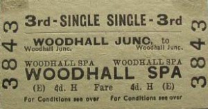 Photo 9 - 3rd class railway ticket from Woodhall Junction to Woodhal Spa. (Photo courtesy of Woodhall Spa Cottage Museum)